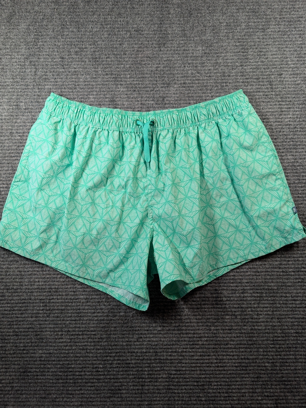 Lauren James Shorts Women's Size L Mint Green/White Geometric Print Drawstring